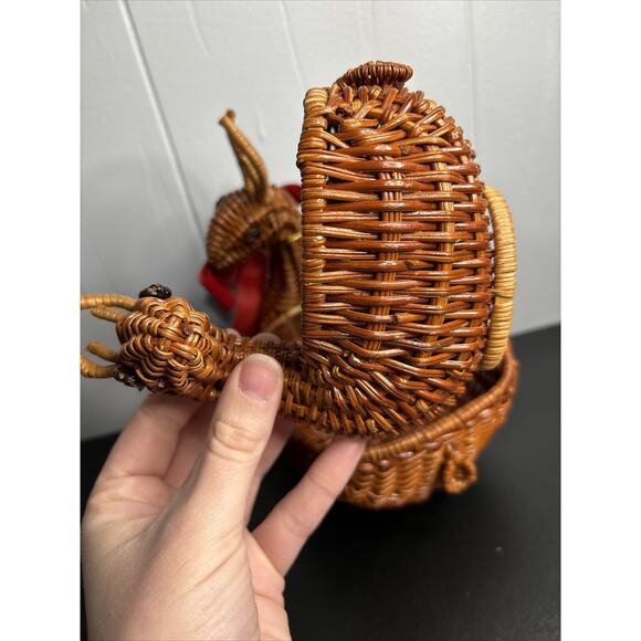 Vintage Nesting Deer Baskets Brown Wicker Reindeer Rattan Planter Weave Woven - Picture 11 of 16